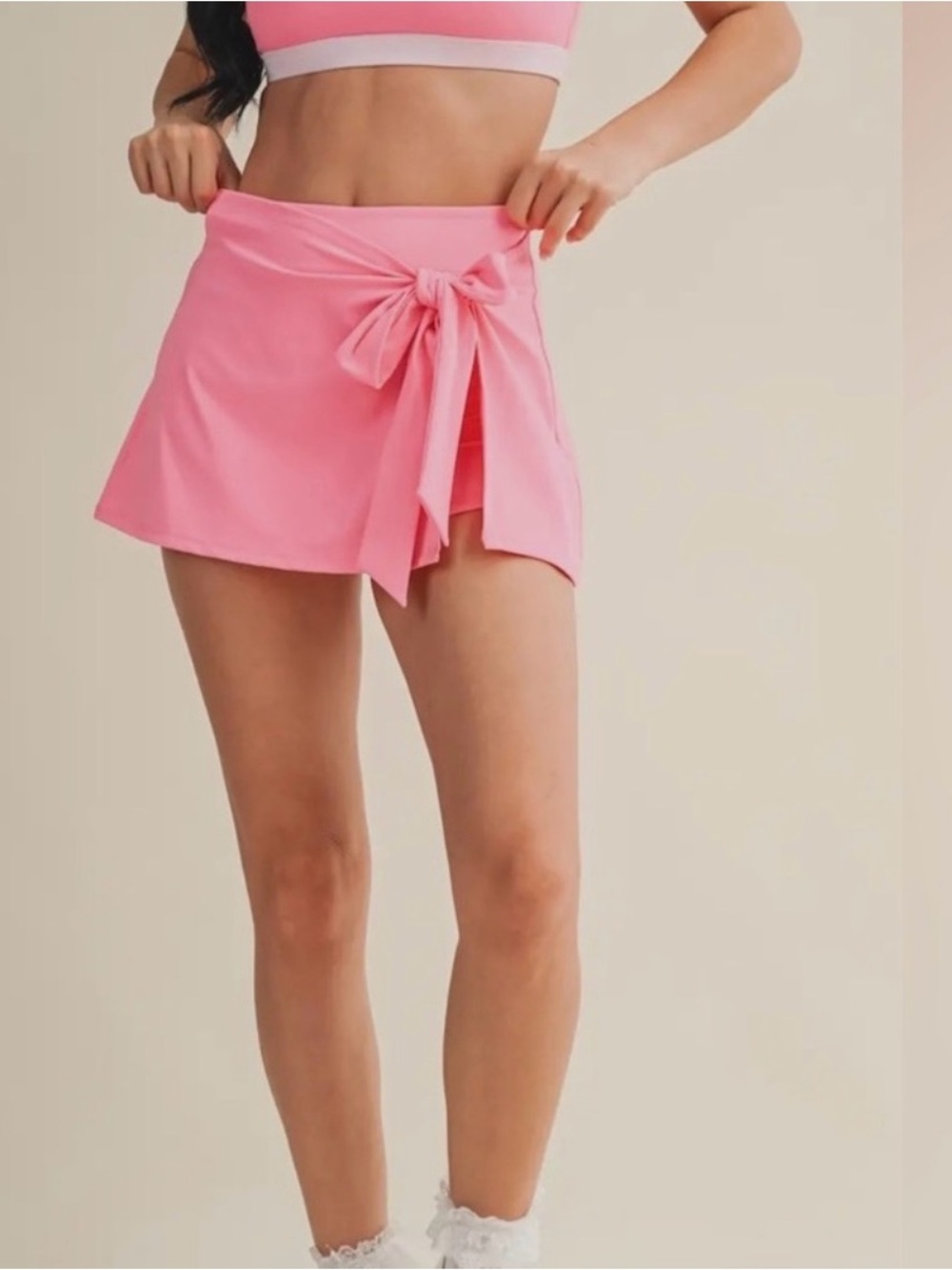 Pink Tie-Waist Skort